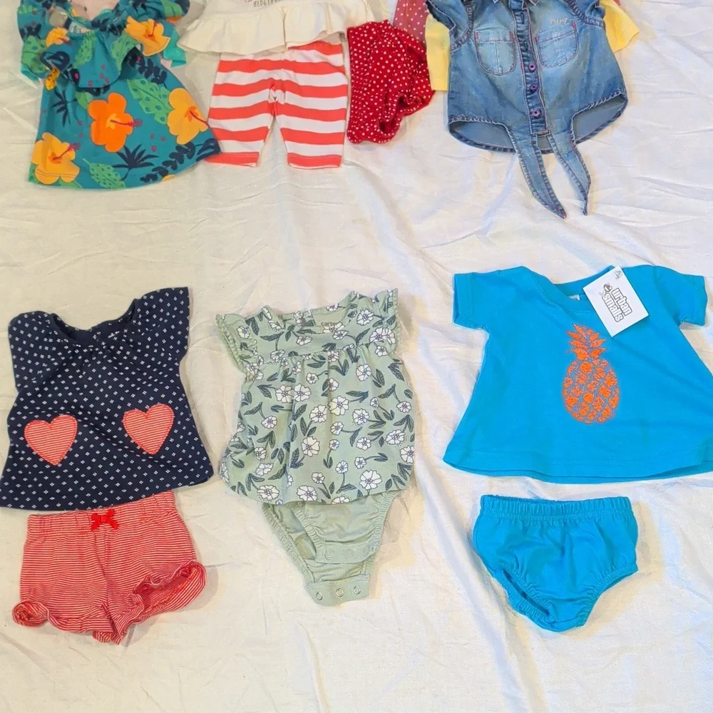 Baby Girl (0-3 Mo.) Summer Lot (26 PCs) Mostly New Carter's 2 